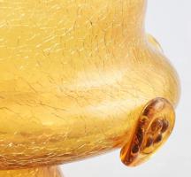 Jan Havelka szlovák krakléüveg váza. hibátlan d:21 cm, m: 13 cm