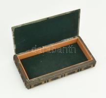 Antal László: Asztali dobozka. Réz iparművész alkotás, 19x11 cm