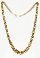 Ezüst(Ag) aranyozott masszív verlauf király nyaklánc, jelzett, kapcson kopásnyommal, h: 46 cm, nettó: 25,7 g