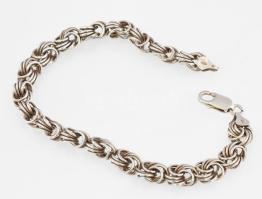 Ezüst(Ag) bécsi-rózsás masszív bokalánc, jelzett, h: 25 cm, nettó: 18,4 g