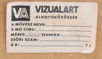Paróczi Ágnes (1937-): Emlék. Olaj, textilrelief, farost, jelzett, hátoldalán Vizualart Alkotóközöss...