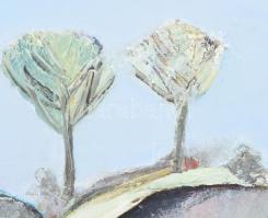 Paróczi Ágnes (1937-): Emlék. Olaj, textilrelief, farost, jelzett, hátoldalán Vizualart Alkotóközöss...