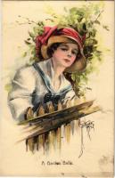 1914 A Garden Belle Lady art postcard. WSSB 1408. s: Court Barber (fl)