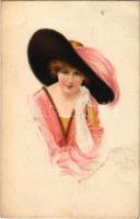 1913 Lady art postcard. The Gibson Co. artist signed (fl)