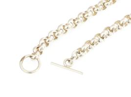 Ezüst(Ag) masszív kerek szemes anker óralánc, jelzett, h: 50 cm, nettó: 35,5 g