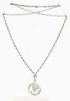 Ezüst(Ag) dupla szemes nyaklánc "ikrek" horoszkópos medállal, jelzett, h: 48,5 cm, d: 1,9 ...