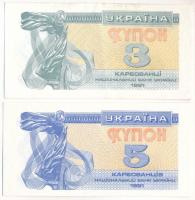 Ukrajna 1991. 3K + 5K T:AU,XF Ukraine 1991. 3 Karbovantsi + 5 Karbovantsiv C:AU,XF