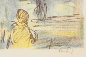 Olvashatatlan jelzéssel: Sámson-kút, České Budějovice (Samsonbrunnen, Budweis). Litográfia, papír, s...