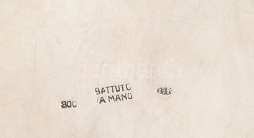 Ezüst(Ag) kalapált kaspó, jelzett, m: 10,5 cm, d: 14,5 cm, nettó: 345 g