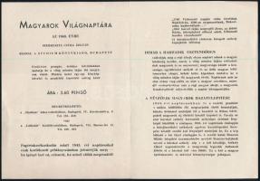 1940 Magyarok világnaptára reklám nyomtatvány 4 p. + , cca 1940 Magyar testvéreink! Korondi székelye...