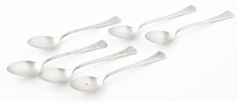 Ezüst(Ag) mokkás kanál, 6 db, jelzett, h: 11 cm, nettó: 78,4 g