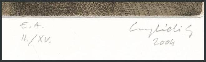 Czeglédi Gábor (1970-): Éva olvas, 2004. Rézkarc, papír, jelzett, E./A. II/XV. számozással. 8,5x11,5...