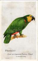 Parrot. Feed on Capern's Parrot Food. Capern's Perfectly Clean Bird Foods advertisement (fl)