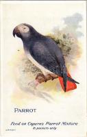 Parrot. Feed on Capern's Parrot Mixture. Capern's Perfectly Clean Bird Foods advertisement (kis szakadás / small tear)