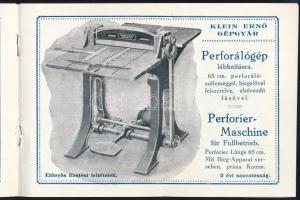 cca 1920 Klein Ernő grafikai gépgyár és javító műhely képes termékbemutató füzet 14 p