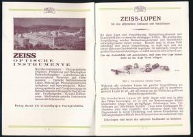 cca 1930 Zeiss lupé, nagyító katalógus képes. 18 p