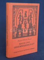 Danzel, Theodor-Wilhelm: Magie und Geheimwissenschaft in Ihrer Bedeutung für Kultur und Kulturgeschichte. Mit 1 Tafel und 37 Abbildungen. Stuttgart, 1924. Verlag von Strecker und Schröder (u. dr.) 1 t. (címkép) + XV + [1] + 213 + [3] p. Első kiadás. Theodor Wilhelm Danzel (1886-1954) német néprajztudós, a Hamburgi Néprajzi Múzeum munkatársának antropológiai munkája a világ számos régi kultúrájának mágikus világképéről, illetve mágikus eljárásairól. Külön fejezetek foglalkoznak a prekolumbiánus Mexikó, Peru, az ókori Babilónia, Egyiptom, Kína és India rítusairól, illetve önálló fejezetet kapott a kabbala és az alkímia. Oldalszámozáson belül 37 szövegközti illusztrációval. Néhány oldalon aláhúzások. Festett, illusztrált kiadói egészvászon kötésben, jó példány.