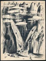 Szegő Gizi (1902-1985), 2 db karikatúra: "Ember és természet" és "Tehetségtelen vezet...