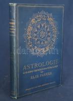 Parker, Else: Astrologie und ihre Verwertung fürs Leben. Aus dem Holländischen übersetzt von Gisela Holz. Amersfoort (Holland), 1924. P. Dz. Veen Verlag. [6] + 221 + [3] p. Else Parker holland asztrológus munkája az egyéni emberi sors és a kozmosz közötti viszony tisztázására törekszik. A munka a mögöttes ezoterikus háttérismeretek közlésére alig szorítkozik, jobbára gyakorlati tanácsadással szolgál. A munka német fordítása néhány évvel az újságokban olvasható horoszkóp-rovatok megjelenése előtt készült. A címlap melletti levélen a szerző portréja. Szövegközti asztrológiai ábrákkal illusztrált. A szövegben számos helyen régi színes ceruzás aláhúzások, szövegkiemelések. Díszesen aranyozott, illusztrált kiadói egészvászon kötésben. Összességében jó példány.