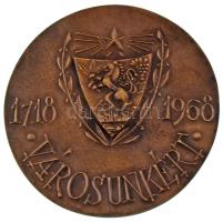 1968. "Városunkért 1718-1968 / Békéscsaba" kétoldalas bronz emlékérem eredeti tokban (50mm...