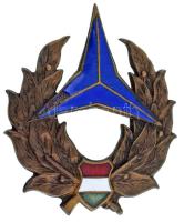 ~1945-1948. zománcozott bronz rendőrségi sapkajelvény (43x51mm) T:XF,VF zománchiba, pánt hiányzik