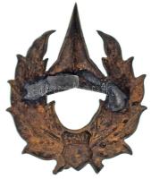~1945-1948. zománcozott bronz rendőrségi sapkajelvény (43x51mm) T:XF,VF zománchiba, pánt hiányzik