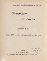 Leo, Bessie: Planetary Influences.
London, [1923 körül]. L. N. Fowler & Co. (Women's Print...