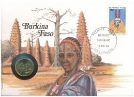 Közép-afrikai Államok 1989. 10Fr Al-bronz Burkina Faso felbélyegzett borítékban, bélyegzéssel, német nyelvű leírással T:UNC  Central African States 1989. 10 Francs Al-bronze in Burkina Faso envelope with stamp and cancellation, with German description C:UNC