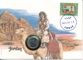 Jordánia 1984. 25f Cu-Ni felbélyegzett borítékban, bélyegzéssel T:UNC Jordan 1984. 25 Fils Cu-Ni in envelope with stamp, cancellation and a prospectus in german C:UNC