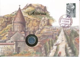 Örményország 1994. 10l Al felbélyegzett borítékban, bélyegzéssel, német nyelvű tájékoztatóval T:UNC Armenia 1994. 10 Luma Al in envelope with stamp, cancellation and a prospectus in german C:UNC