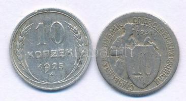 Szovjetunió 1925. 10k Ag + 1931. 10k Cu-Ni T:VF,F ph Soviet Union 1925. 10 Kopecks Ag + 1931. 10 Kopecks Cu-Ni C:VF,F edge error