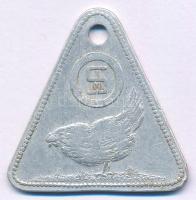 ~1950. "Hangya Hűtőház Békéscsaba" lyukasztott Al bárca 10 db csirkéről T:XF,VF