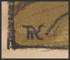 Körösfői Kriesch Aladár (1863-1920): Kopasz fák. Litográfia, papír, paszpartuban, 15×25 cm