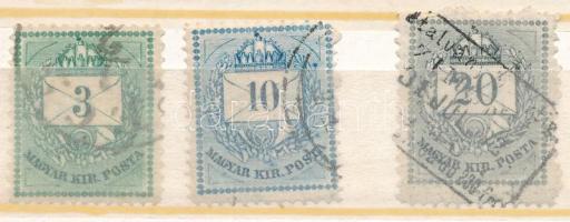 1881 Színesszámú 3kr és 20kr 13 : 11 1/2 fogazással, 10kr 13-as fogazással (23.000)