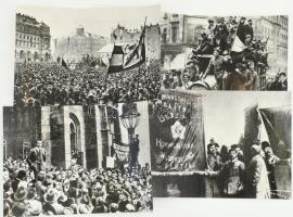 32 db Tanácsköztársasági eseményeket bemutató történelmi fotó, későbbi nagyítások 18x12 cm