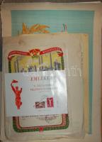 cca 1950-1970 8 db klf szocreál oklevél és plakát / 8 socialist warrants
