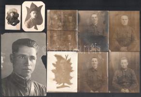 22 db szovjet katonai fotó, vegyes méretben, sérülésekkel, 7×4,5 és 18,5×13 cm között