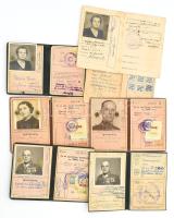 cca 1944-1948 A Köröm család fényképes vasúti bérletei, MNDSZ tagági könyv, benne Köröm Jenő százados kitüntetésekkel