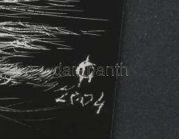 Gelléri István (-): Behálózva (női akt). Papírkarc, papír, jelzett, törésnyommal, papírra kasírozva....