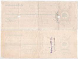 1941-1942. 2db kitöltött váltó vízjeles papíron, bélyegzéssel, az egyik lyukasztással érvénytelenítv...