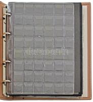 "Austria Glori Osa Aeterna" feliratú műbőr érmetartó album, 13 (+ 6 db bele nem illő) bera...