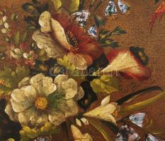 Kézzel festett, aranyozott, fa táblás dupla borító, levelezéshez. XIX. sz. Kis kopással. 30x23 cm