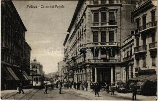 Padova, Padua; Corso del Popolo / street view, tram, café and restaurant