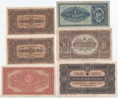 1920. 1K + 2K "2aa" + 10K + 20K + 1923. 100K nyomdahely-megjelölés nélkül (2x) T:VF-VG köz...