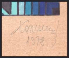 Koppány Frigyes (?-?): Geometria, 1978. Filctoll, papír, jelzett, kartonra kasírozva. 15x15 cm