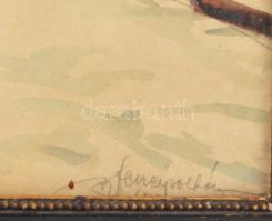 Olvashatatlan jelzéssel (...Zoltán): Téli táj, 1929. Akvarell, ceruza, papír. Üvegezett, sérült fake...