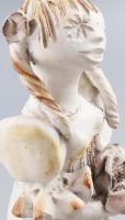 Kovács Éva (1938-): Virágcsokros lány. Mázas kerámia. Jelzett. minimális lepattanással m: 32 cm
