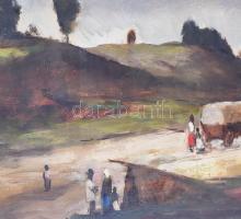 Iványi-Grünwald Béla műhelye: Vándorok. Olaj, vászon, jelezve jobbra lent. Apró felületi sérüléssel ...