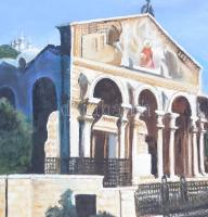 Kelemen Tibor (1913-2000): Getszemáni vagy Gecsemáné kertje, Jeruzsálem, 1984. Olaj, vászon, jelezve...