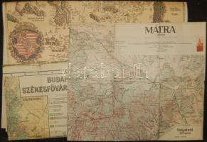 1927 Márta turistatérkép, cca 1930 Budapest várostérkép (néhány szakadással), Magyarország első térképe- újnyomat